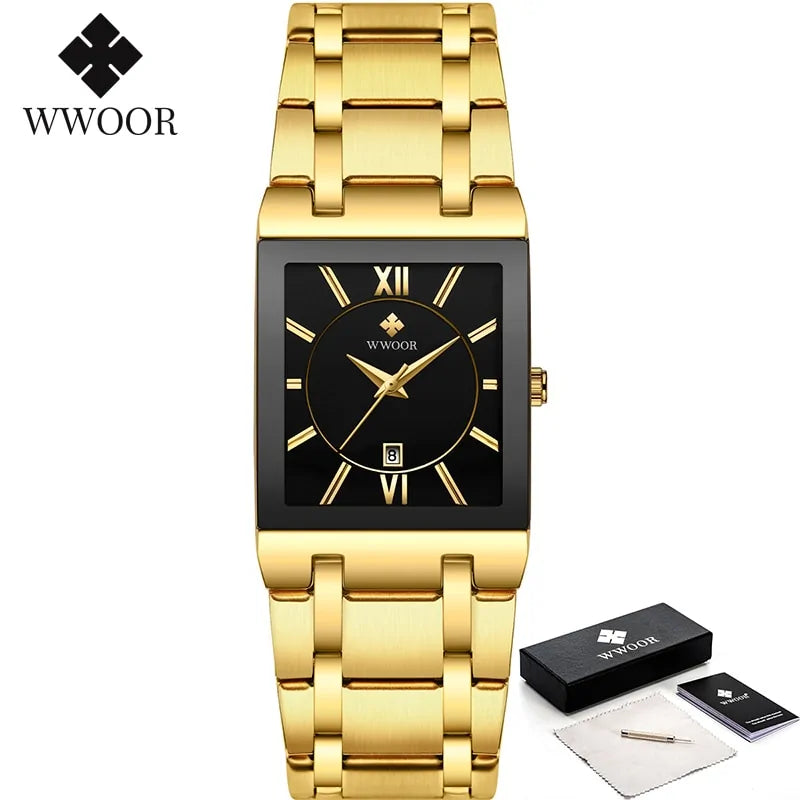 Gold Square Men's Quartz Watch