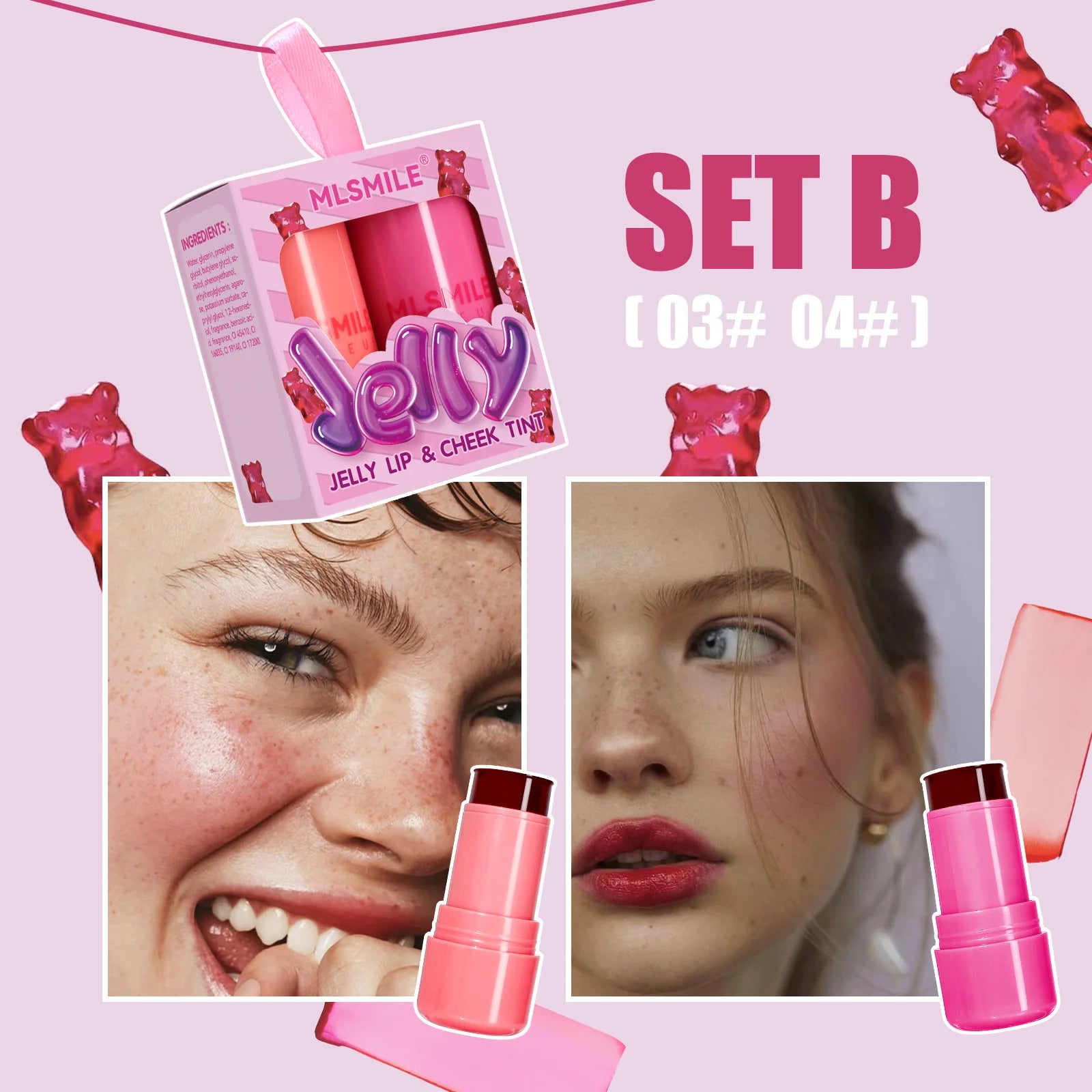 2-in-1 Jelly Lip & Cheek Tint Set (2 PCS)