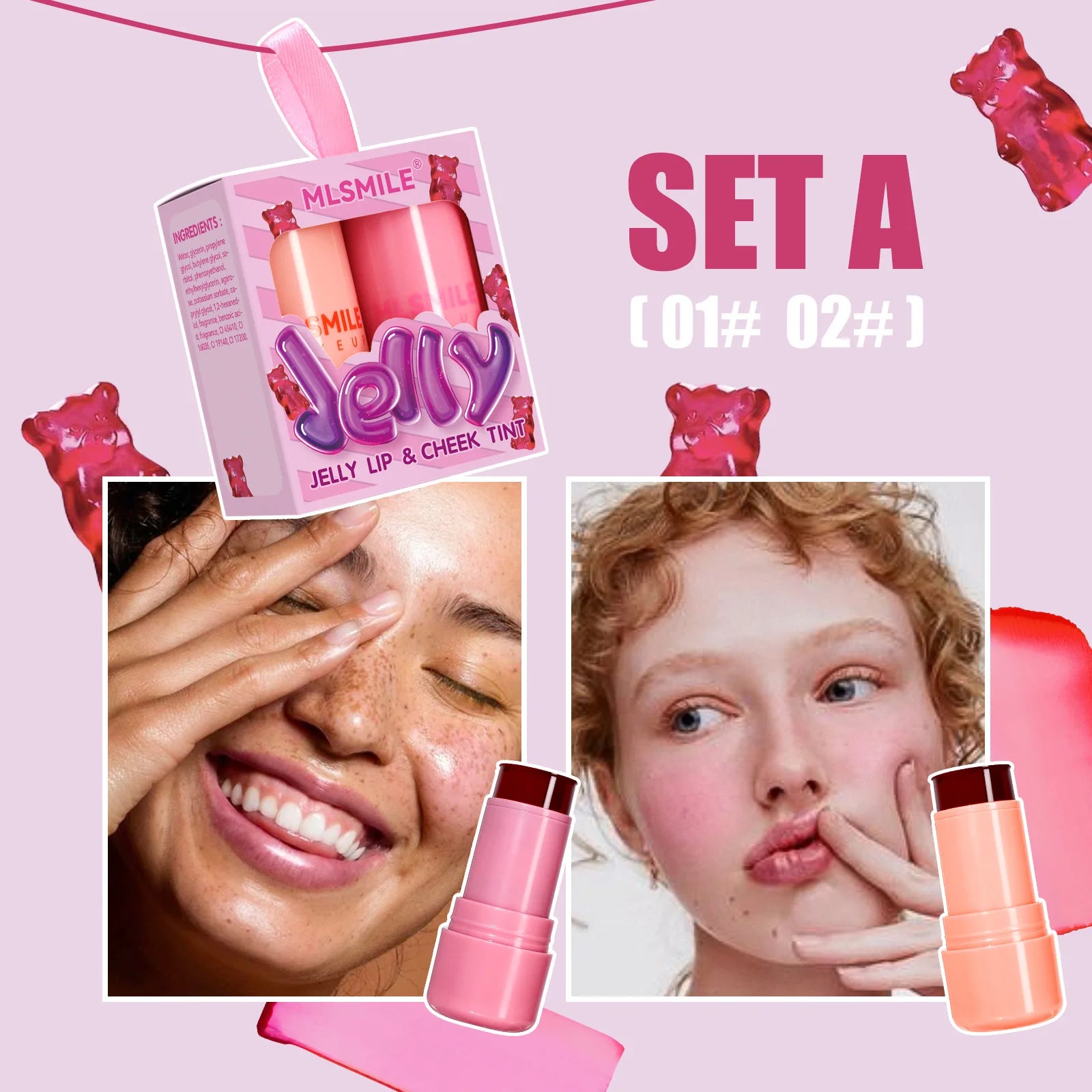 2-in-1 Jelly Lip & Cheek Tint Set (2 PCS)