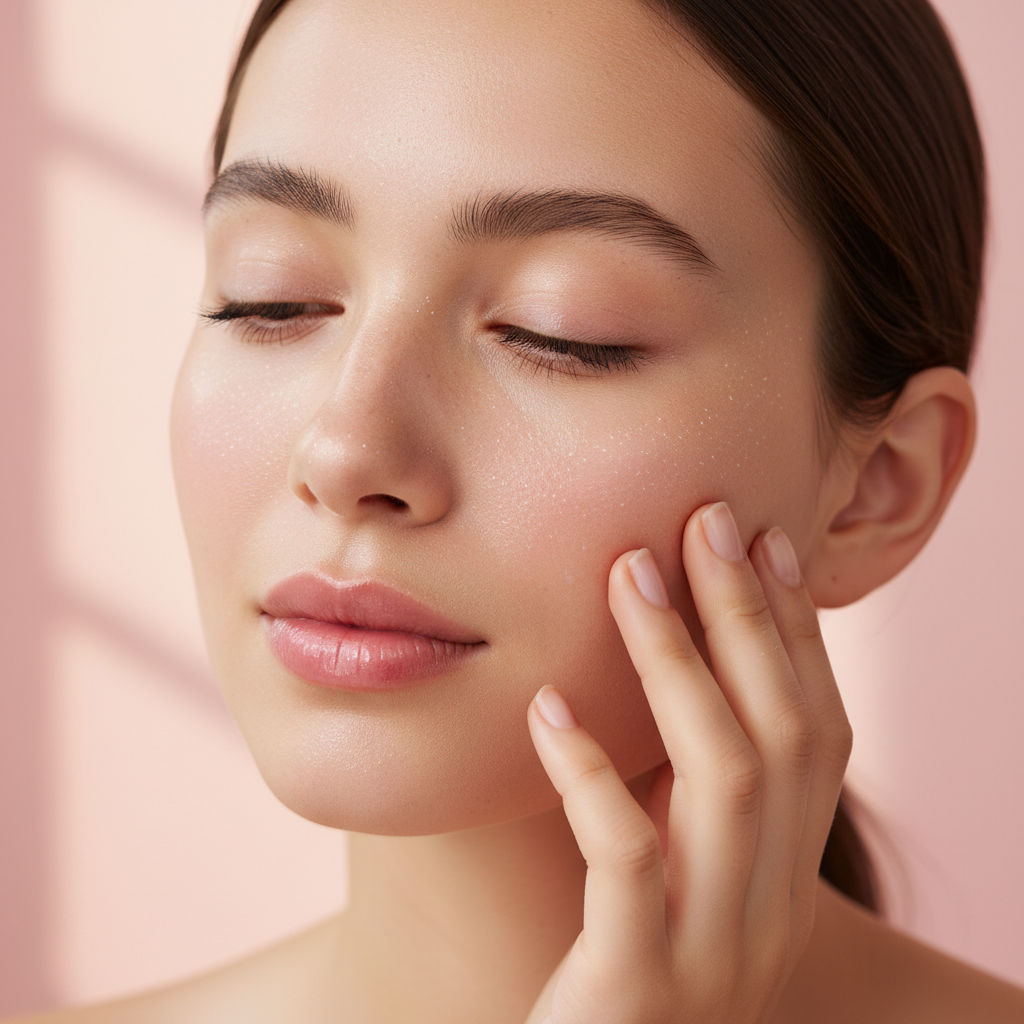 Glowing skin after applying jelly makeup