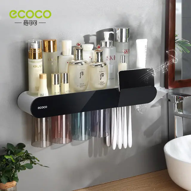 ECOCO 2/3/4 Cups Magnetic Adsorption Toothbrush Holder Automatic Squeezer