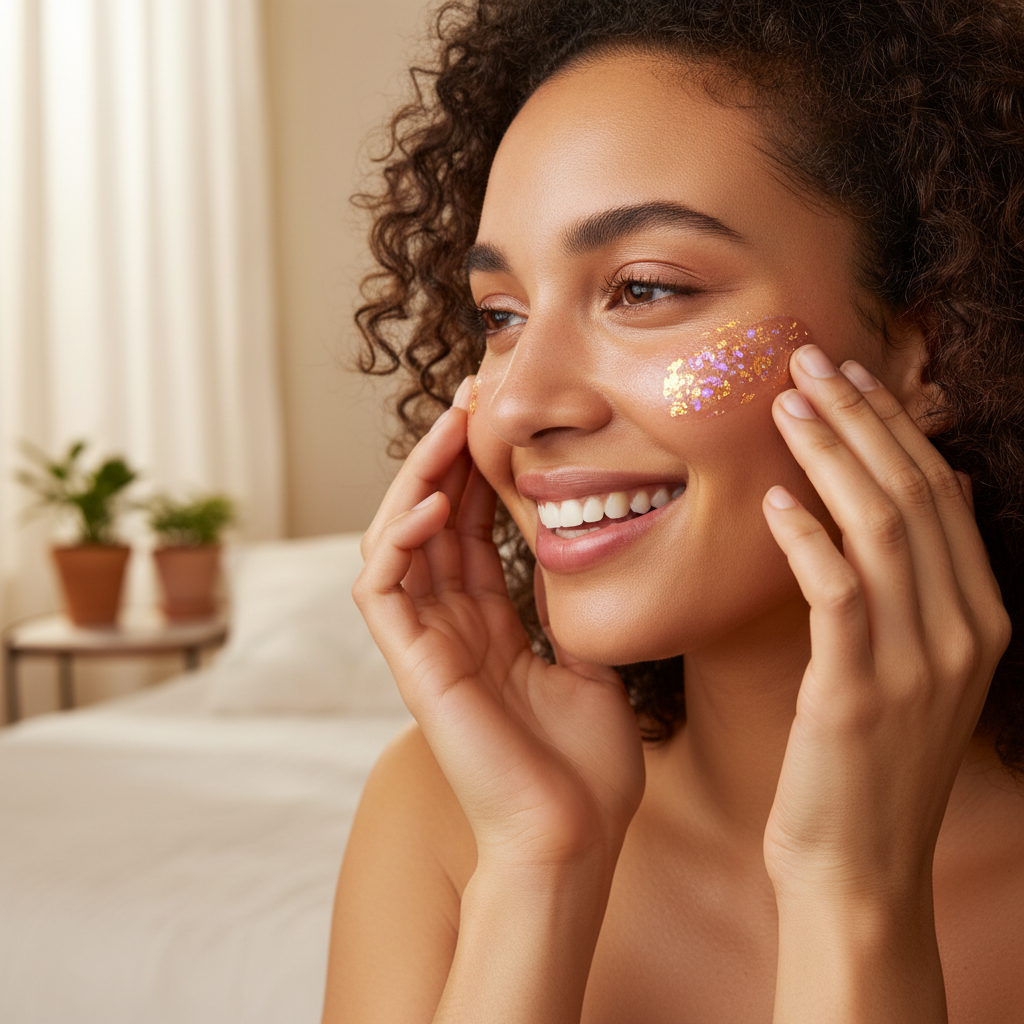 Peachy-gold jelly makeup